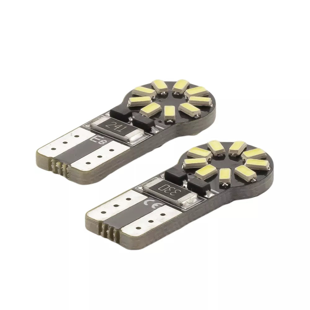Set Becuri LED auto T10 W5W 12V 3W alb-rece Canbus set 2buc pentru interior / portbagaj CarGuard CAN126