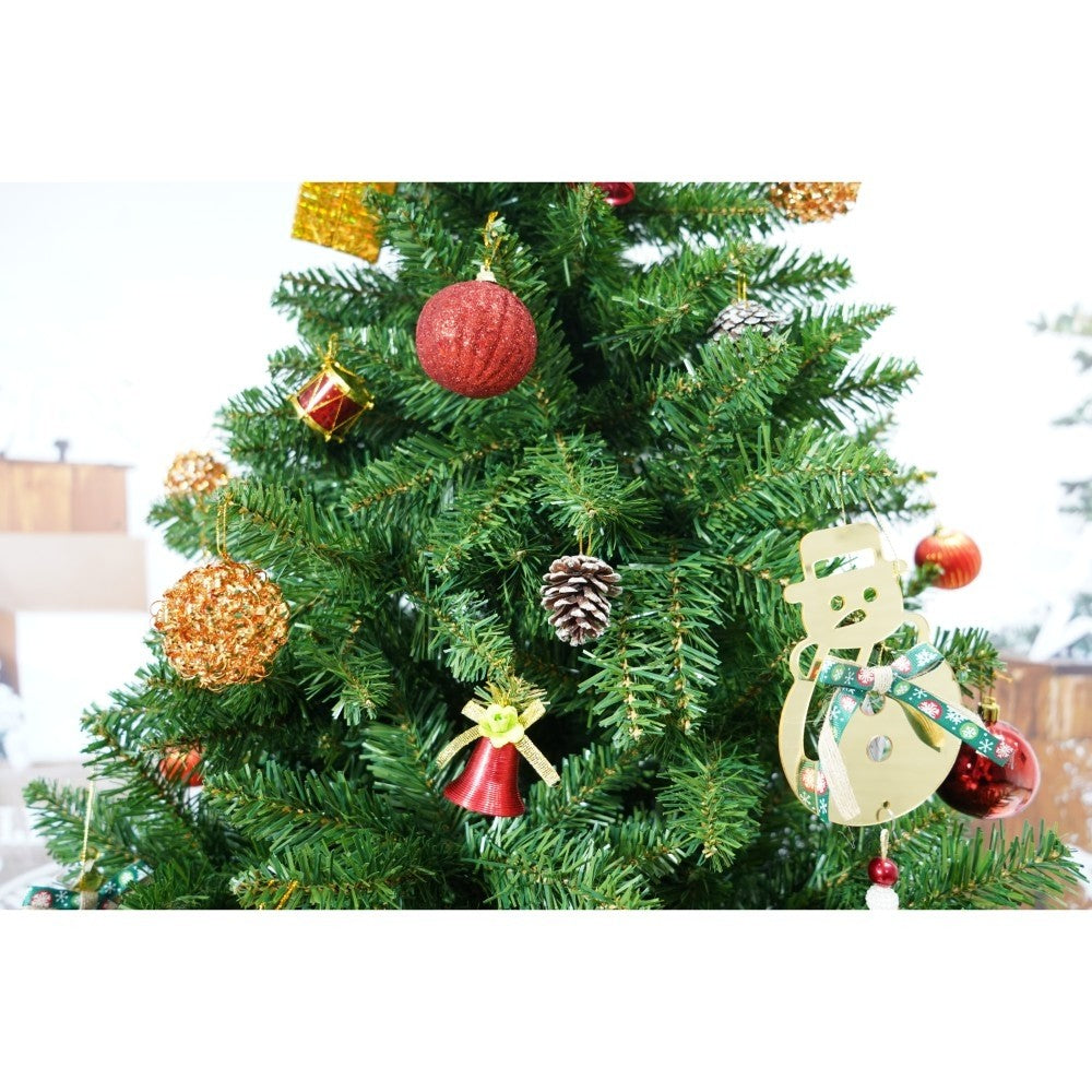 Set brad artificial de Craciun si elemente decorative, nins, decorat cu conuri pin, pentru interior/exterior, inaltime