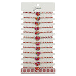 Bratara Martisor pentru Dama, Jolie, Model Inima Colorata, Set 12 bucati, Pandativ Argintiu din Inox cu Elemente