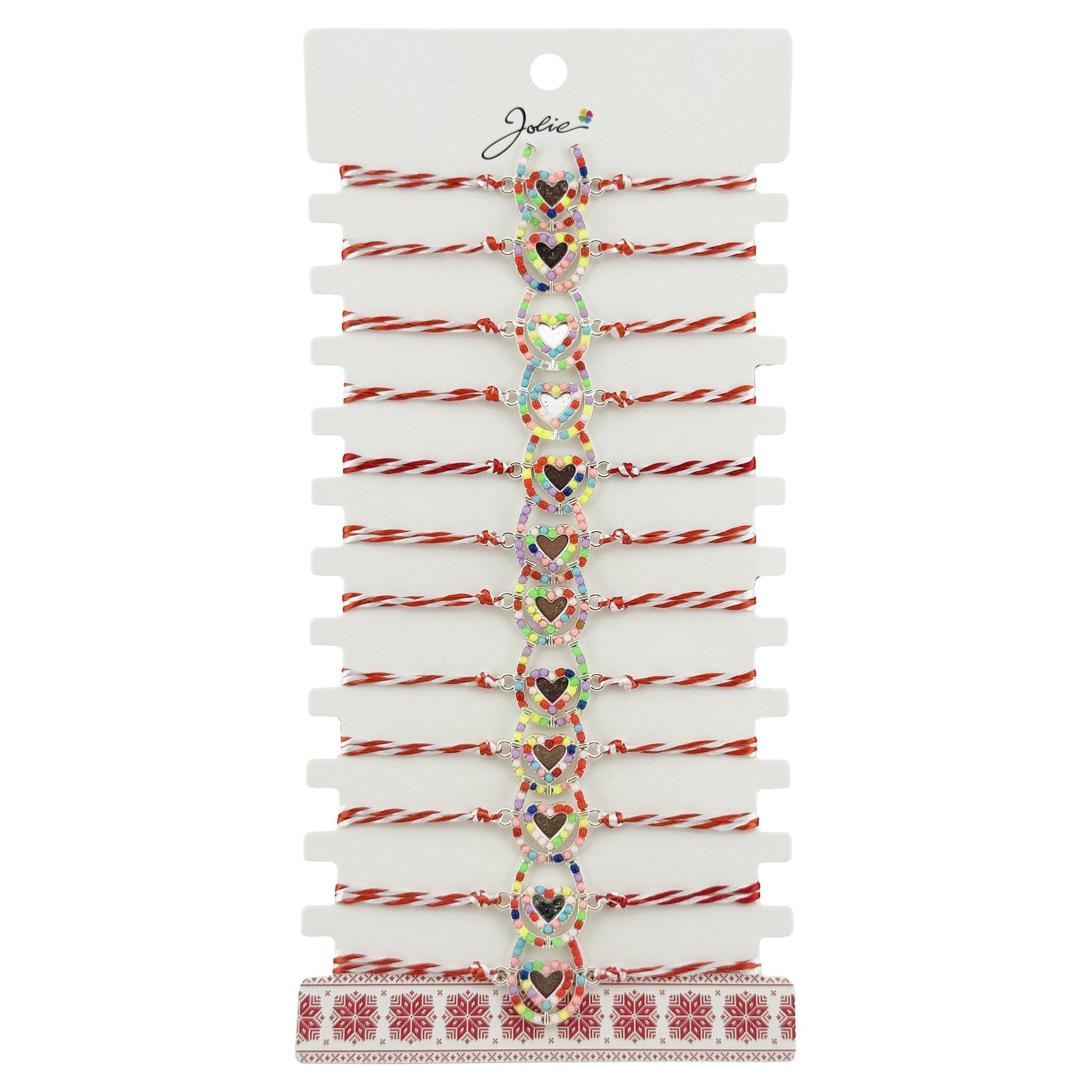 Bratara Martisor pentru Dama, Jolie, Model Potcoava Multicolora, Set 12 bucati, Pandativ Argintiu din Inox cu Elemente