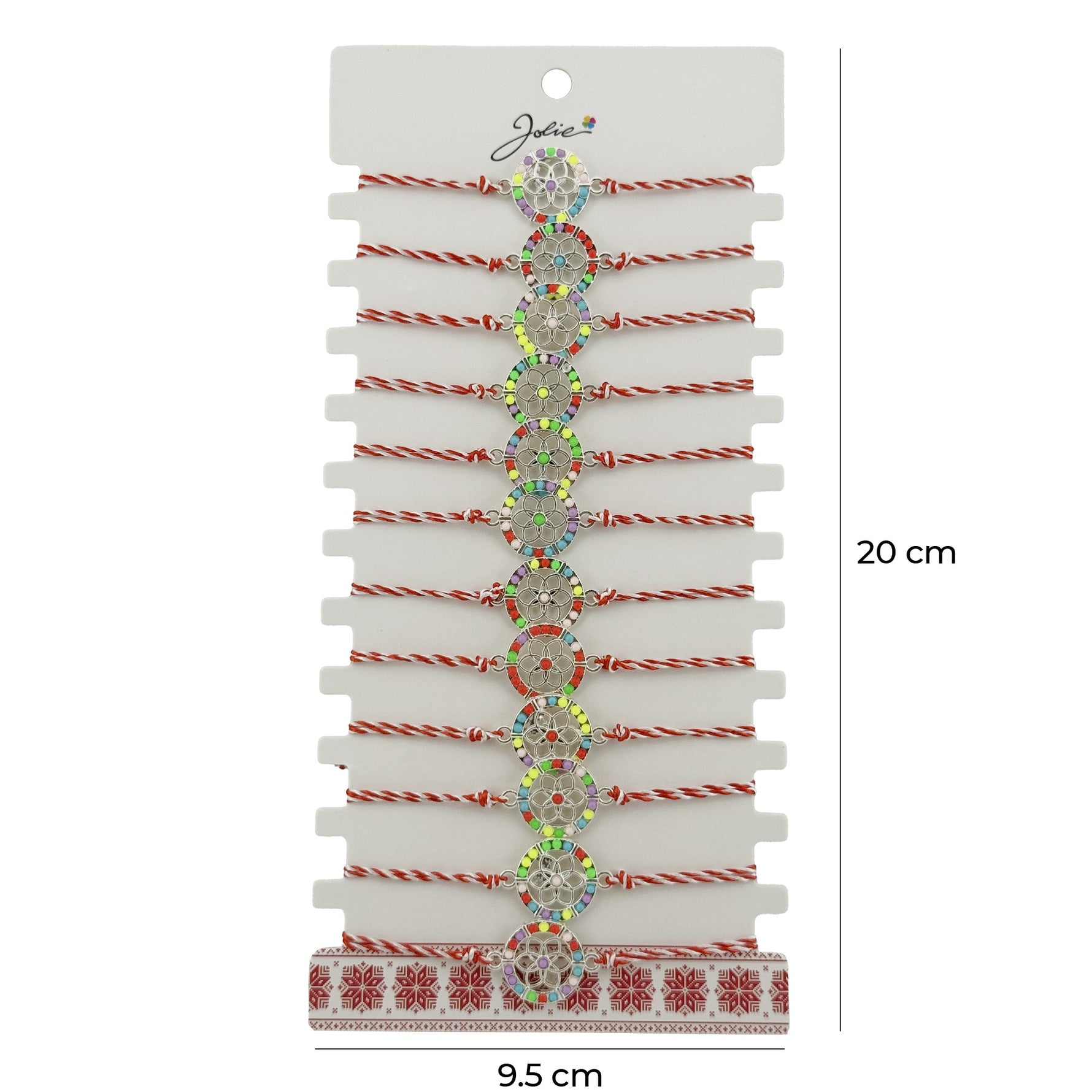 Bratara Martisor pentru Dama, Jolie, Model Floaricica in Cerc, Set 12 bucati, Pandativ Argintiu din Inox cu Elemente