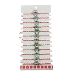 Bratara Martisor pentru Dama, Jolie, Model Potcoava, Set 12 bucati, Pandativ Argintiu din Inox cu Snur Alb-Rosu