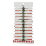Bratara Martisor pentru Dama, Jolie, Model Floare, Set 12 bucati, Pandativ Argintiu din Inox cu Snur Alb-Rosu Ajustabil