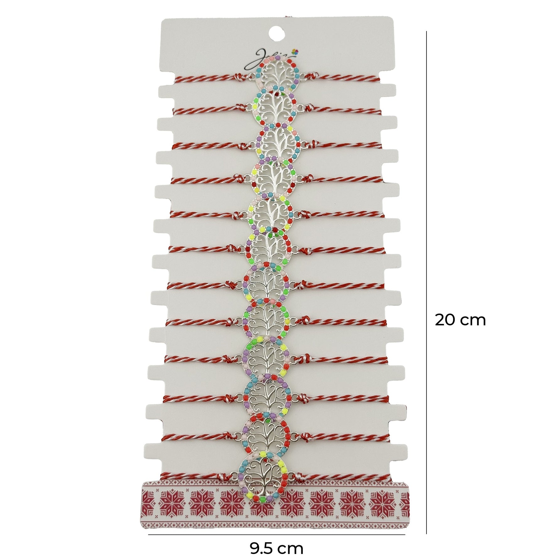 Bratara Martisor pentru Dama, Jolie, Model Copac, Set 12 bucati, Pandativ Argintiu din Inox cu Elemente Multicolore,