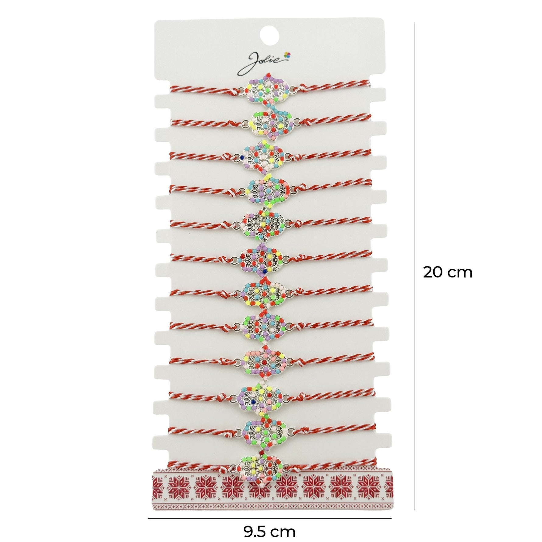 Bratara Martisor pentru Dama, Jolie, Model Floare, Set 12 bucati, Pandativ Argintiu din Inox cu Elemente Multicolore,