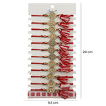 Martisor Bratara cu Ciucure pentru Dama, Jolie, Model Cerc Trifoi cu Patru Foi, Set 12 bucati, Pandativ din Inox cu
