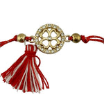 Martisor Bratara cu Ciucure pentru Dama, Jolie, Model Cerc Trifoi cu Patru Foi, Set 12 bucati, Pandativ din Inox cu