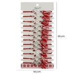 Martisor Bratara cu Ciucure pentru Dama, Jolie, Model Inima cu Floare Alba, Set 12 bucati, Pandativ din Inox cu Piatra,