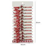 Martisor Bratara cu Ciucure pentru Dama, Jolie, Model Doua Inimi, Set 12 bucati, Pandativ din Inox cu Piatra, Snur