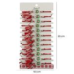 Martisor Bratara cu Ciucure pentru Dama, Jolie, Model Potcoava cu Buburuza in Cerc, Set 12 bucati, Pandativ din Inox cu