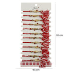 Martisor Bratara cu Ciucure pentru Dama, Jolie, Model Pana cu Buburuza, Set 12 bucati, Pandativ din Inox cu Piatra,