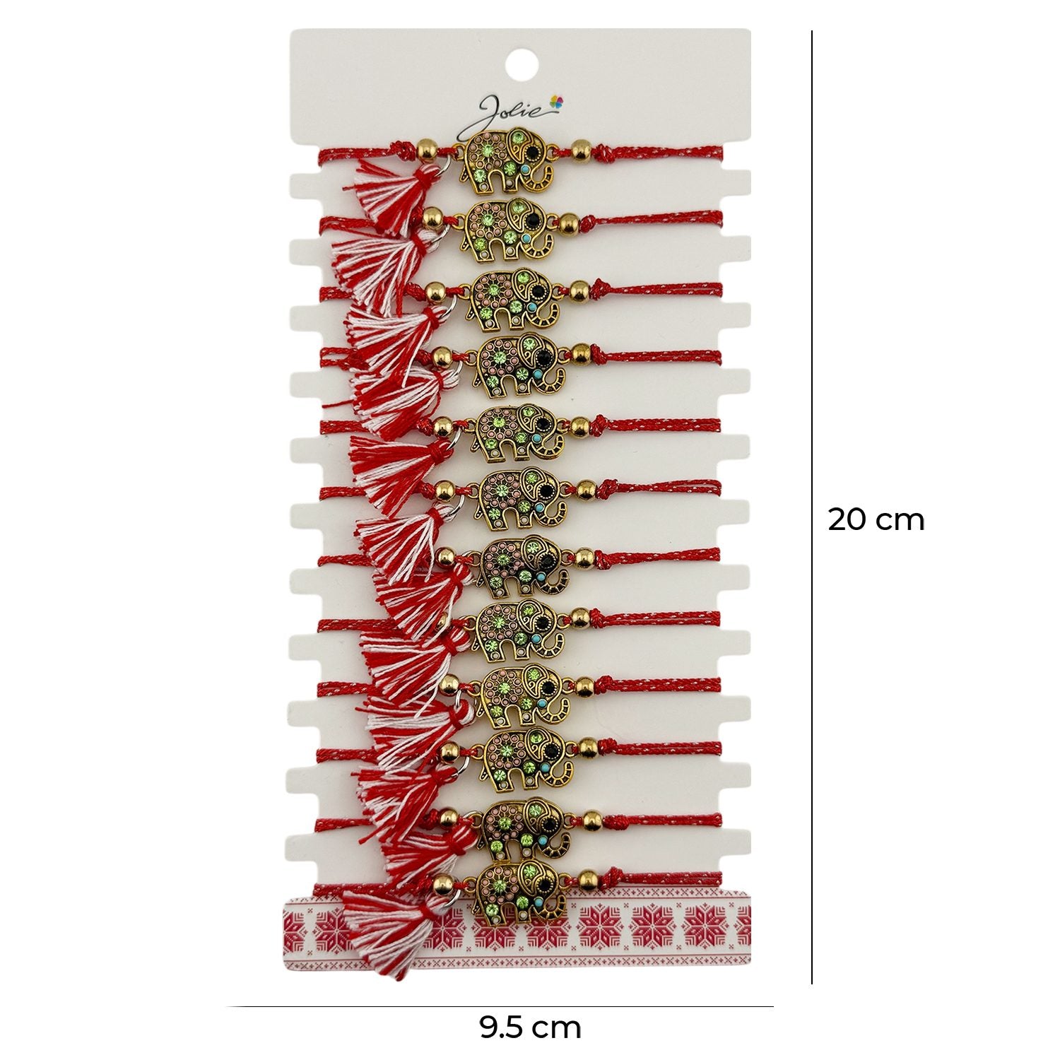 Martisor Bratara cu Ciucure pentru Dama, Jolie, Model Elefant cu Pietre Colorate, Set 12 bucati, Pandativ din Inox,
