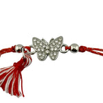 Martisor Bratara cu Ciucure pentru Dama, Jolie, Model Fluture cu Pietre, Set 12 bucati, Pandativ din Inox, Snur
