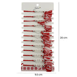 Martisor Bratara cu Ciucure pentru Dama, Jolie, Model Inima Infinit, Set 12 bucati, Pandativ din Inox cu Pietre, Snur