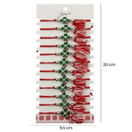 Martisor Bratara cu Ciucure pentru Dama, Jolie, Model Trifoi Verde cu Buburuza, Set 12 bucati, Pandativ din Inox cu