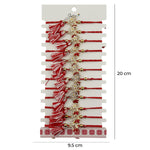 Martisor Bratara cu Ciucure pentru Dama, Jolie, Model Inima cu Margareta, Set 12 bucati, Pandativ din Inox cu Pietre,