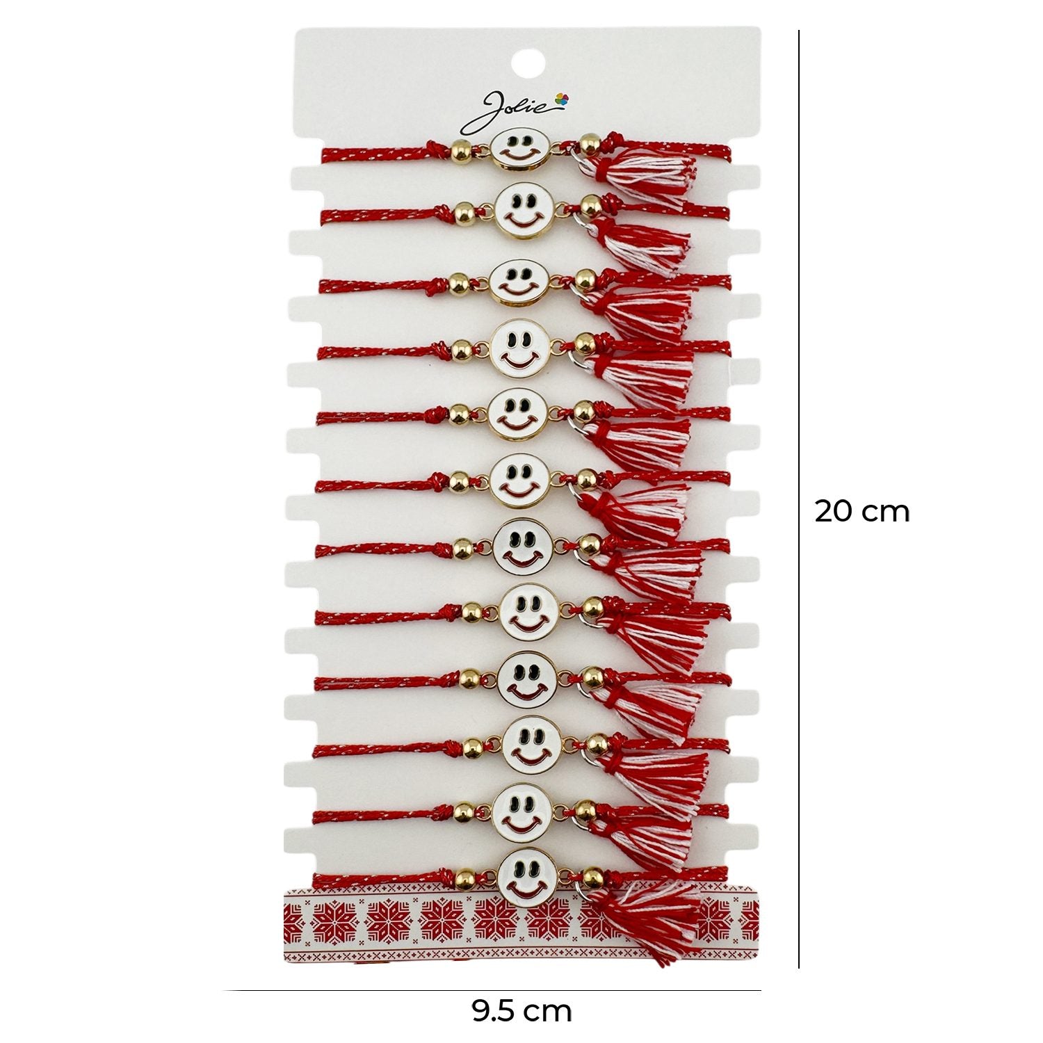 Martisor Bratara cu Ciucure pentru Dama, Jolie, Model Fata Zambitoare, Set 12 bucati, Pandativ din Inox, Snur Reglabil,