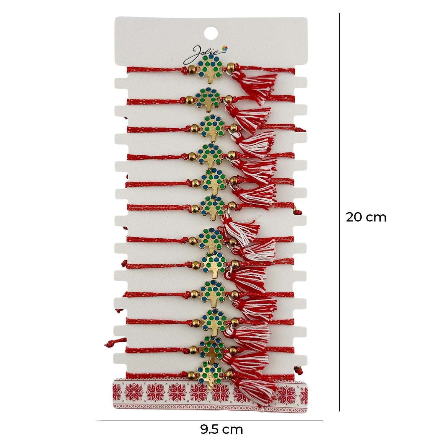 Martisor Bratara cu Ciucure pentru Dama, Jolie, Model Copacul Vietii, Set 12 bucati, Pandativ din Inox, Snur Reglabil,