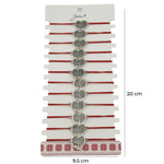 Bratara Martisor pentru Dama, Jolie, Model Copac in Inima, Set 12 bucati, Pandativ Argintiu din Inox cu Snur Rosu