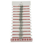 Bratara Martisor pentru Dama, Jolie, Model Copac in Inima, Set 12 bucati, Pandativ Argintiu din Inox cu Snur Rosu