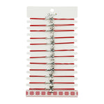 Martisor Bratara Elastica cu Pandantiv din Inox, Jolie, pentru Dama, Set 12 bucati, Snur Rosu Textil, Model Libelula