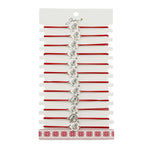 Martisor Bratara Elastica cu Pandantiv din Inox, Jolie, pentru Dama, Set 12 bucati, Snur Rosu Textil, Model Inima Love