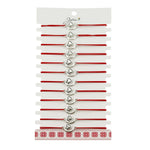 Martisor Bratara Elastica cu Pandantiv din Inox, Jolie, pentru Dama, Set 12 bucati, Snur Rosu Textil, Model Inima Luna