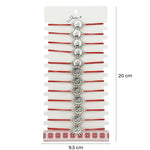 Bratara Martisor pentru Dama, Jolie, Model Soare, Set 12 bucati, Pandativ Argintiu din Inox cu Snur Rosu Ajustabil