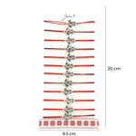 Bratara Martisor pentru Dama, Jolie, Model Broasca Testoasa, Set 12 bucati, Pandativ Argintiu din Inox cu Snur Rosu