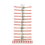 Bratara Martisor pentru Dama, Jolie, Model Broasca Testoasa, Set 12 bucati, Pandativ Argintiu din Inox cu Snur Rosu