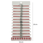 Bratara Martisor pentru Dama, Jolie, Model Fluturas, Set 12 bucati, Pandativ Argintiu din Inox cu Snur Rosu Ajustabil
