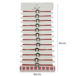 Bratara Martisor pentru Dama, Jolie, Model Potcoava, Set 12 bucati, Pandativ Argintiu din Inox cu Snur Rosu Ajustabil