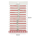 Martisor Bratara Elastica cu Pandantiv din Inox, Jolie, pentru Dama, Set 12 bucati, Snur Rosu Textil, Model Trifoi cu