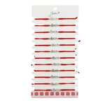 Martisor Bratara Impletita cu Pandantiv din Inox, Jolie, pentru Dama, Set 12 bucati, Snur Rosu Textil, Dimensiune