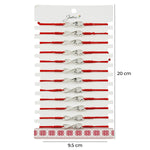 Martisor Bratara Impletita cu Pandantiv din Inox, Jolie, pentru Dama, Set 12 bucati, Snur Rosu Textil, Dimensiune