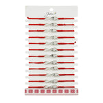 Martisor Bratara Impletita cu Pandantiv din Inox, Jolie, pentru Dama, Set 12 bucati, Snur Rosu Textil, Dimensiune