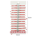 Martisor Bratara Impletita cu Pandantiv din Inox, Jolie, pentru Dama, Set 12 bucati, Snur Rosu Textil, Dimensiune