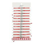 Martisor Bratara Impletita cu Pandantiv din Inox, Jolie, pentru Dama, Set 12 bucati, Snur Rosu Textil, Dimensiune