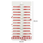Martisor Bratara Impletita cu Pandantiv din Inox, Jolie, pentru Dama, Set 12 bucati, Snur Rosu Textil, Dimensiune