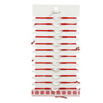 Martisor Bratara Impletita cu Pandantiv din Inox, Jolie, pentru Dama, Set 12 bucati, Snur Rosu Textil, Dimensiune