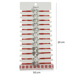 Bratara Martisor pentru Dama, Jolie, Model Inima Glob, Set 12 bucati, Pandativ Argintiu din Inox cu Snur Rosu Ajustabil