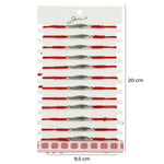 Martisor Bratara Impletita cu Pandantiv din Inox, Jolie, pentru Dama, Set 12 bucati, Snur Rosu Textil, Dimensiune