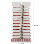 Bratara Martisor pentru Dama, Jolie, Model Potcoava cu Trifoi, Set 12 bucati, Pandativ Argintiu din Inox cu Snur Rosu