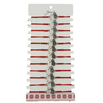 Bratara Martisor pentru Dama, Jolie, Model Potcoava cu Trifoi, Set 12 bucati, Pandativ Argintiu din Inox cu Snur Rosu