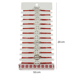 Bratara Martisor pentru Dama, Jolie, Model Trifoi in Contur, Set 12 bucati, Pandativ Argintiu din Inox cu Snur Rosu