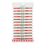 Martisor Bratara Impletita cu Pandantiv din Inox, Jolie, pentru Dama, Set 12 bucati, Snur Rosu Textil, Dimensiune