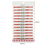 Martisor Bratara Impletita cu Pandantiv din Inox, Jolie, pentru Dama, Set 12 bucati, Snur Rosu Textil, Dimensiune