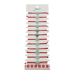 Bratara Martisor pentru Dama, Jolie, Model Copac in Inima, Set 12 bucati, Pandativ Argintiu din Inox cu Snur Rosu