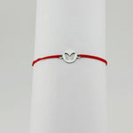 Bratara Martisor pentru Dama, Jolie, Model Fluture in Cerc, Set 12 bucati, Pandativ Argintiu din Inox cu Snur Rosu
