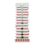 Bratara Martisor pentru Dama, Jolie, Model Trifoi cu Inima, Set 12 bucati, Pandativ Argintiu din Inox cu Snur Rosu